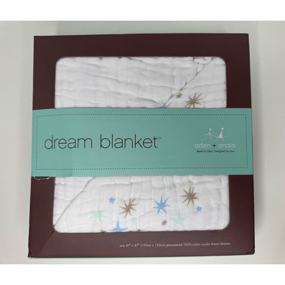 Aden + Anais Baby Cotton Muslin Dream Blanket Starbright 47” By 47” New - Picture 1 of 3